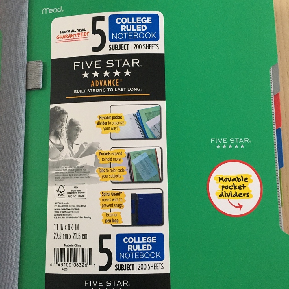 Five Star notebook, pencile pouch